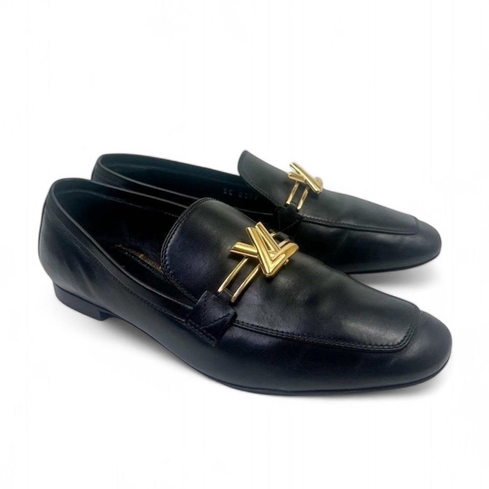 Authentic LOUIS VUITTON Women's Black LV Logo Upper Case Loafers Size EU… - Picture 3 of 15